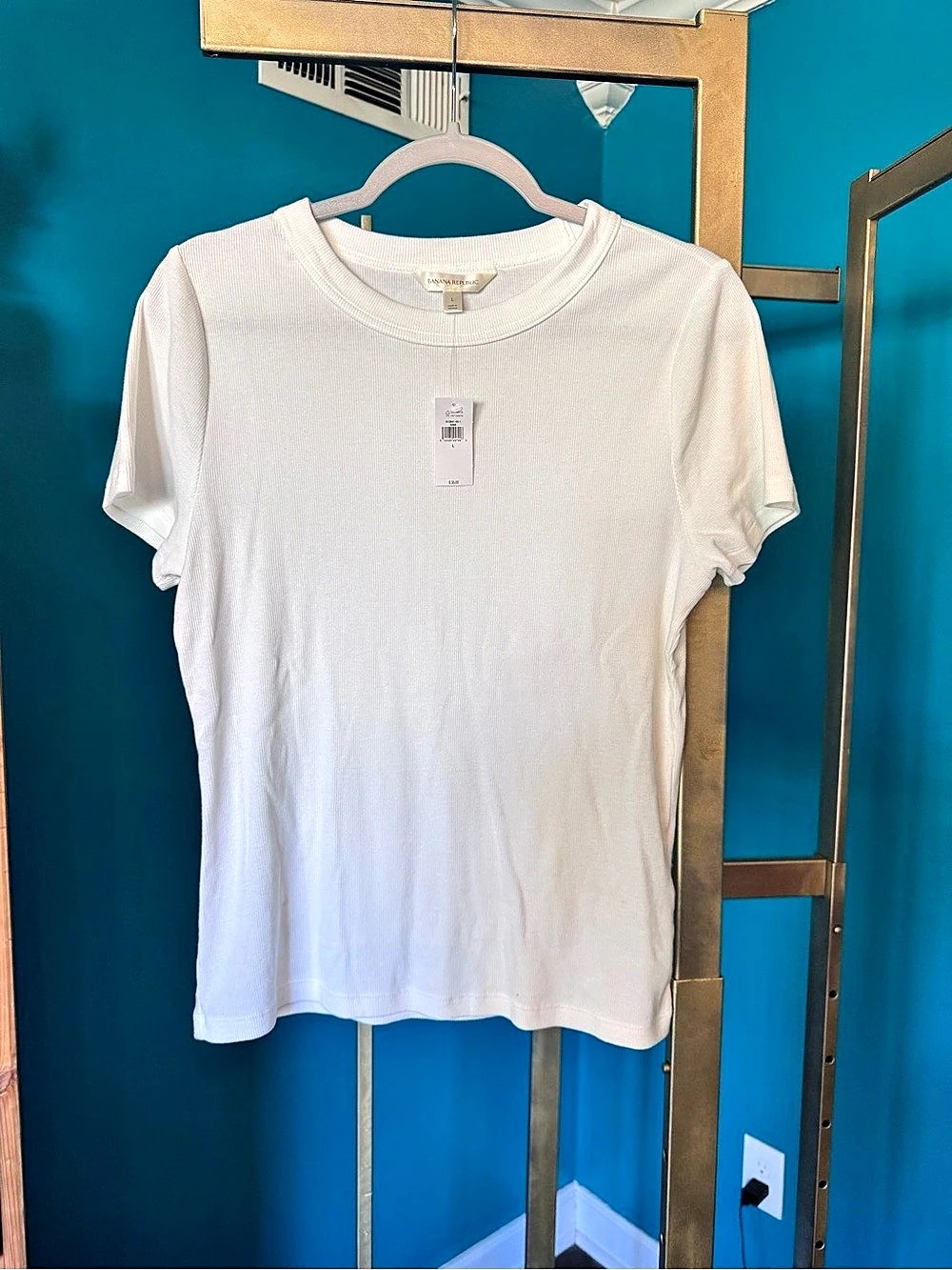 Banana Republic Ribbed Crew-Neck T-Shirt White Large